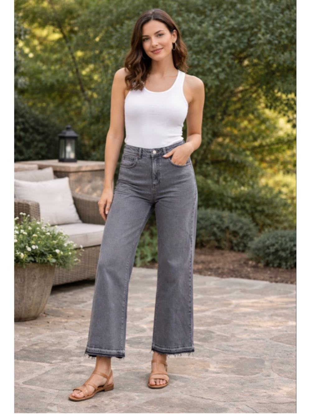 Women's Seventy + Mochi Gray Wide Leg Jeans Size 26